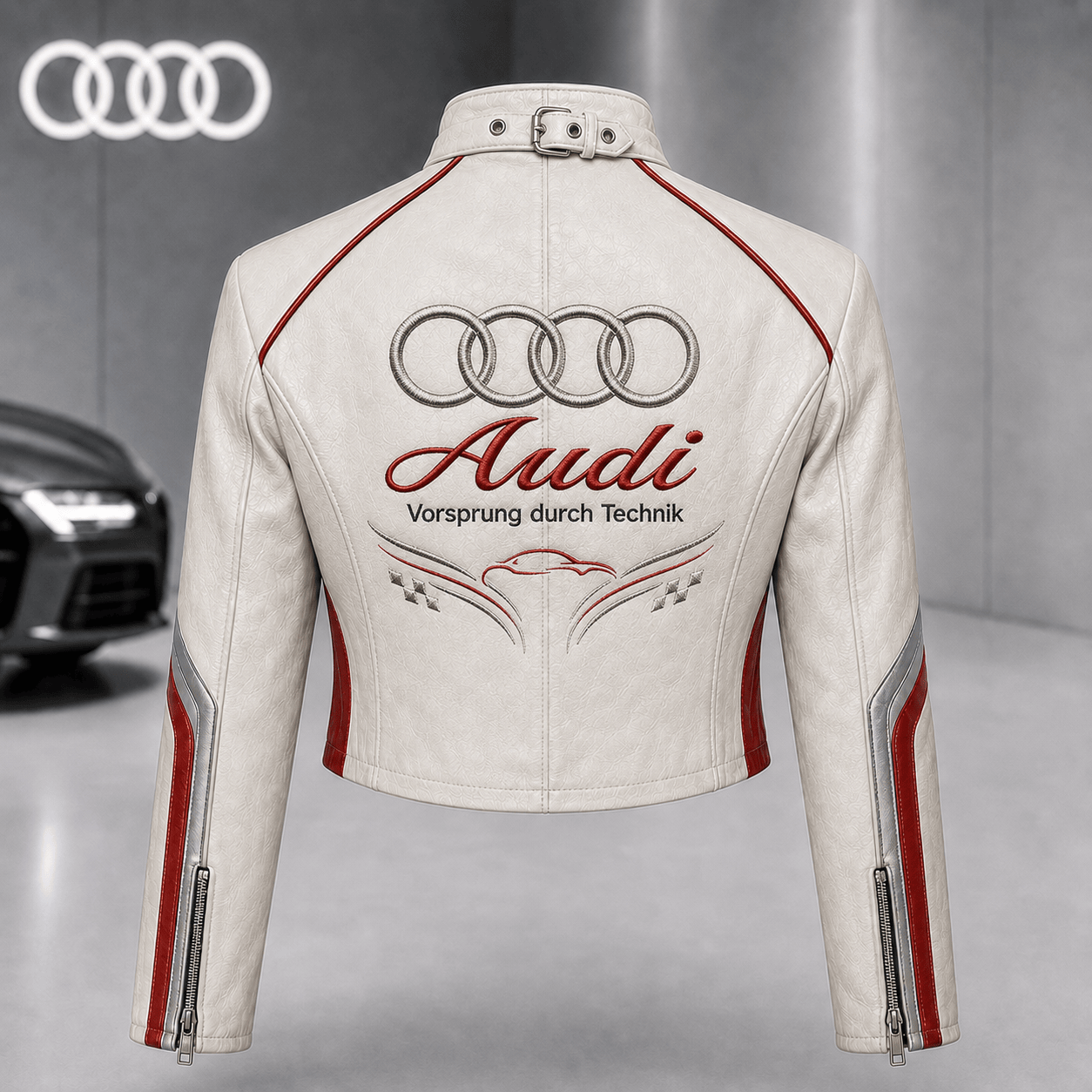 Premium AUD Cropped Leather Zipper Jacket TNSM