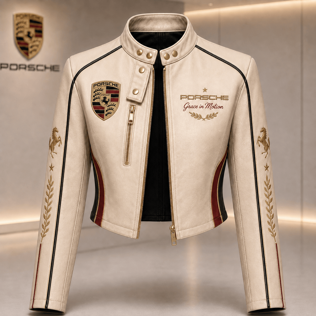 Premium POCE Cropped Leather Zipper Jacket TNSM
